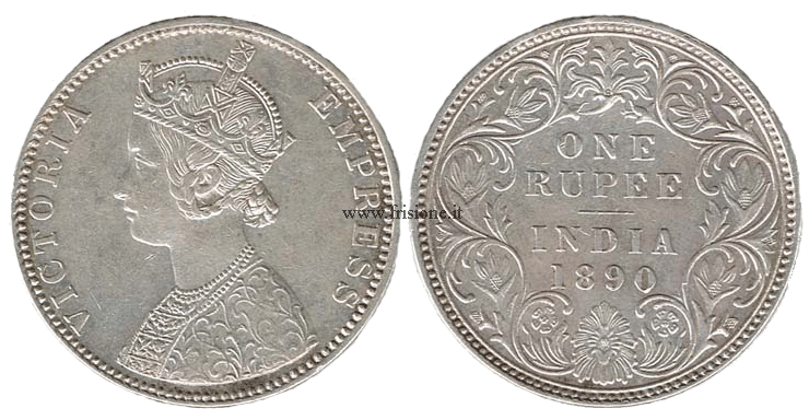 India Regina Vittoria Rupia argento 1890
