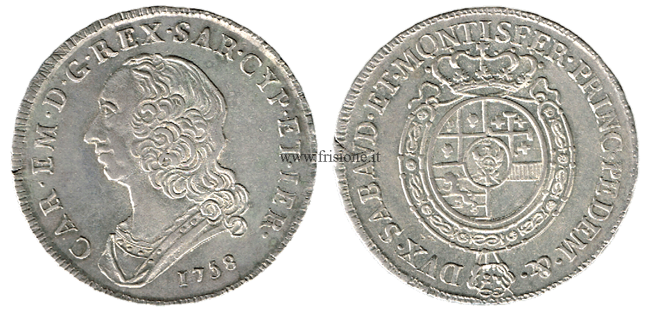Savoia - C. Emanuele 3 - Mezzo scudo 1758
