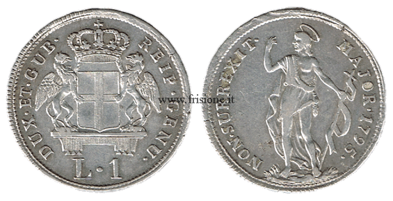 Genova lira argento 1795 San Giovanni