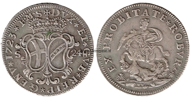 Genova 24 soldi argento 1723