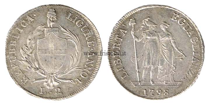 Genova  Repubblica ligure  2 Lire argento 1798