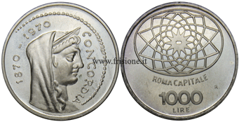 Italia 1000 lire argento 1970