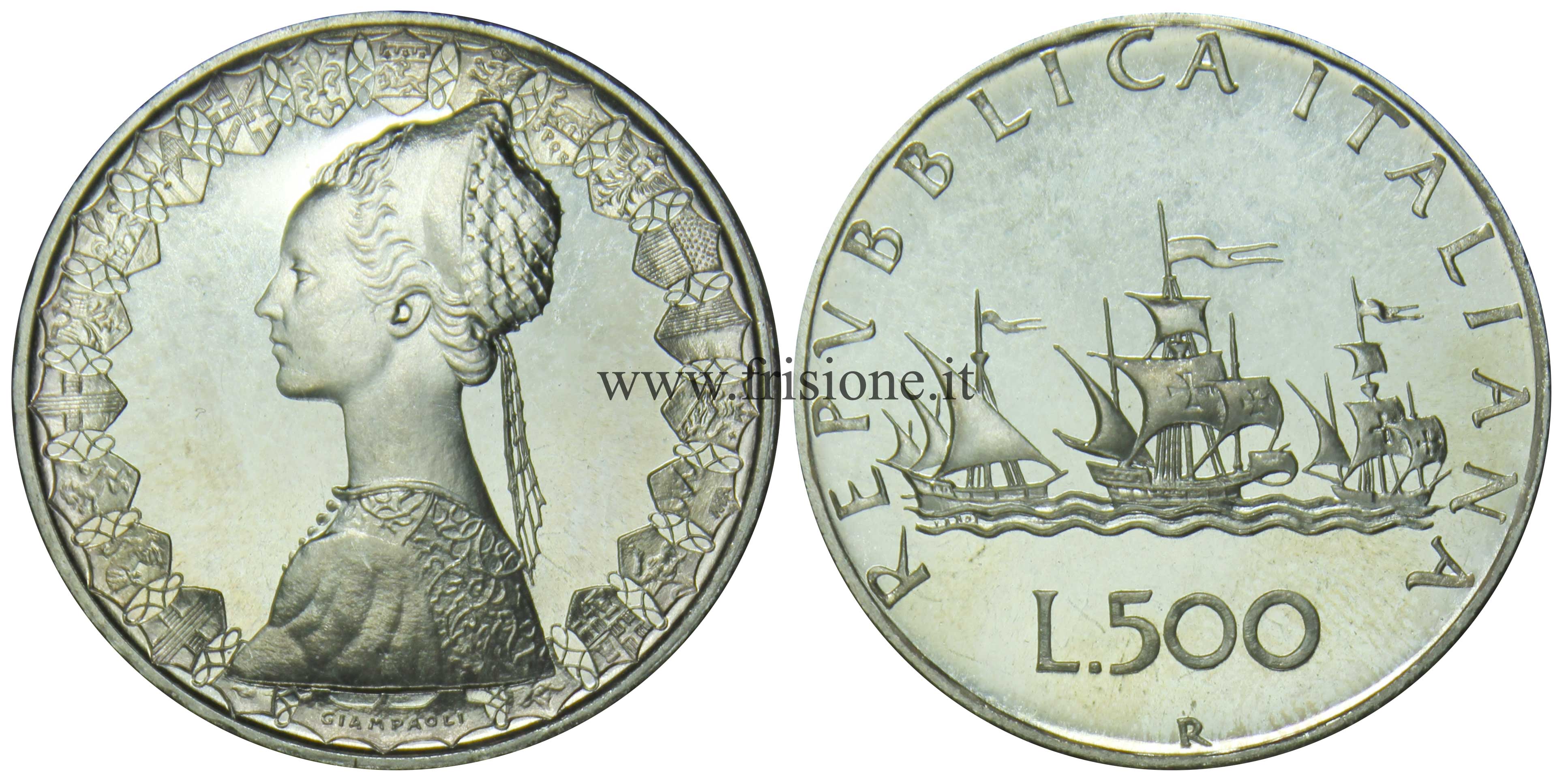 Italia 500 lire argento 1970 - caravelle