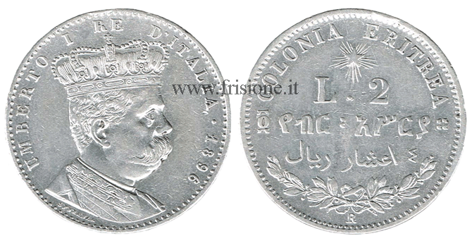 Umberto I - Eritrea 2 Lire argento 1896