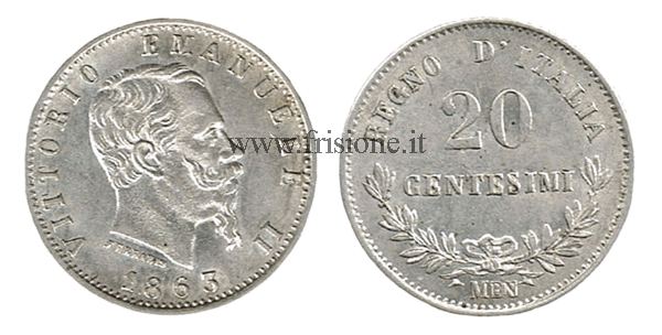 V. Emanuele 2 - 20 cent 1863 - Milano