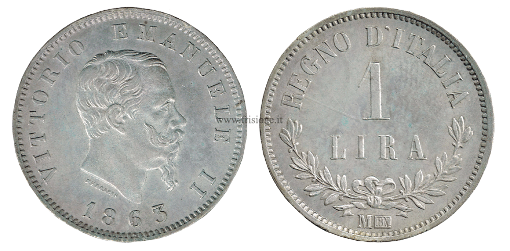 V. Emanuele II - 1 Lira 1863 Milano - valore