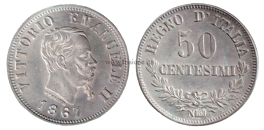 Vittorio Emanuele II - 50 cent 1867 Napoli