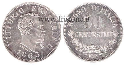 Vittorio Emanuele II - 50 centesimi 1863 Napoli