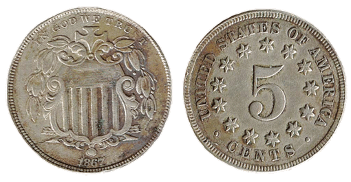 Usa 5 centesimi 1867 scudo
