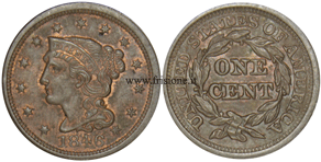 USA - 1 Cent 1846 - Braided hair