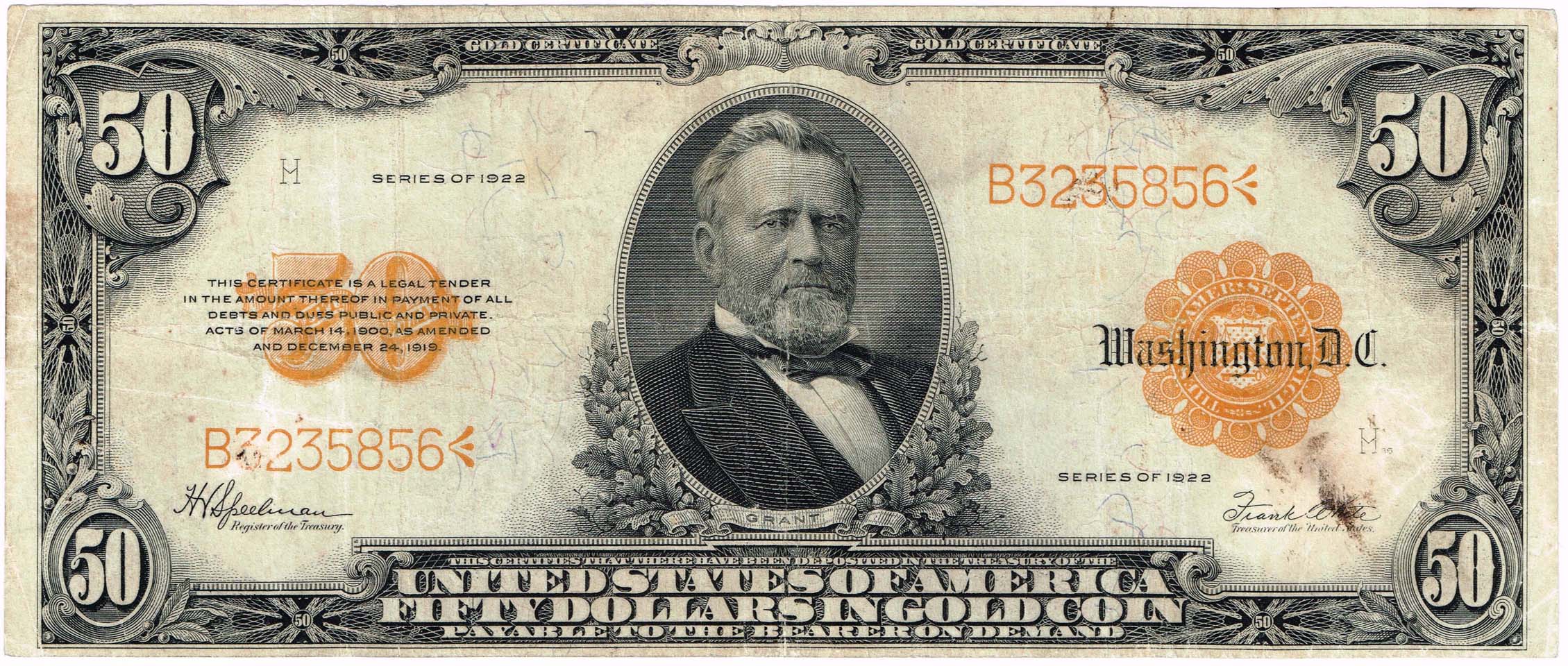 Stati Uniti_50 dollari 1922_gold certificate_bollino giallo_diritto