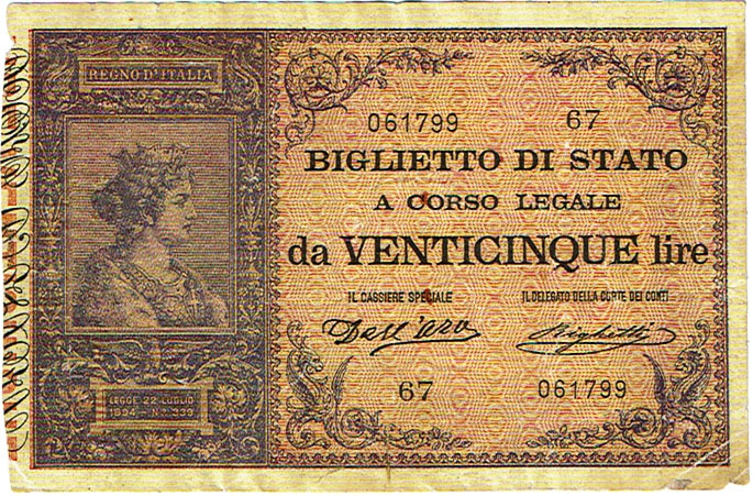 25 lire 1895 diritto