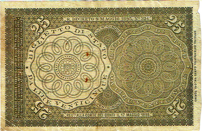 25 lire 1895 rovescio