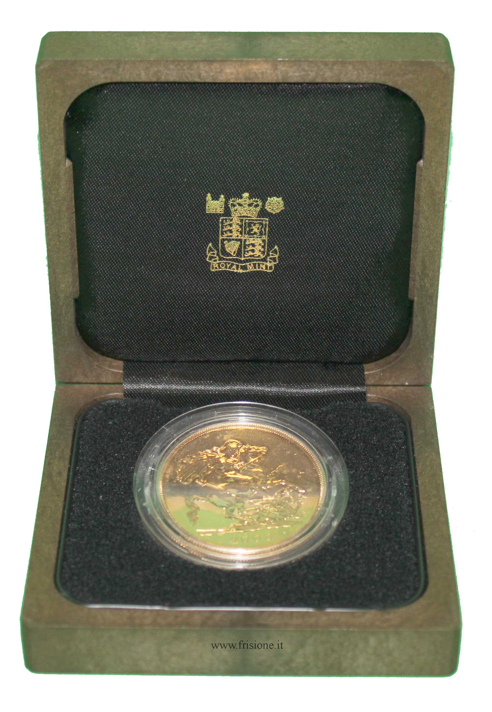 Cofanetto con 5 sterline oro anno 2000
