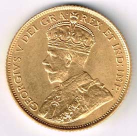Canada Re Giorgio V - 5 dollari $ oro - diritto