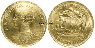 Cile 100 pesos oro di bassa conservazione