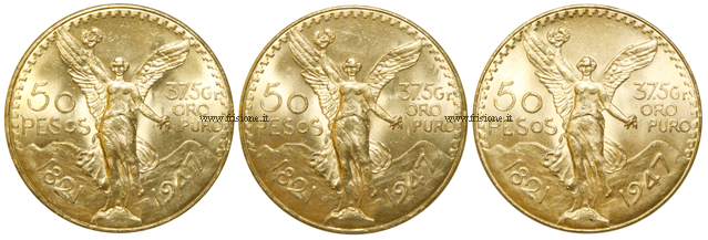 Messico 50 Pesos oro - esempio di coniazioni