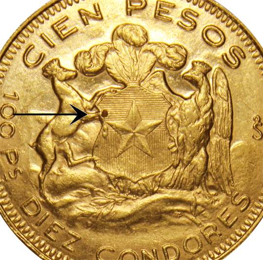 Chile 100 pesos oro buchino di saggio