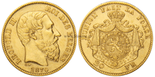 Belgio - 20 Franchi 1870 - Marengo oro
