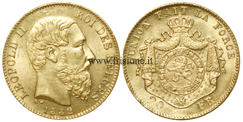 Belgio Leopoldo II  20 Franchi 1882 - Marengo oro