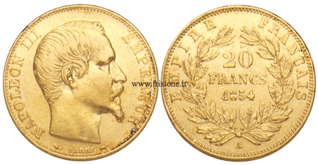 Francia - Napoleone III - 20 Franchi 1854 A marengo oro