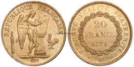 Francia 20 Franchi oro 1875 A - marengo francia