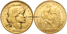 Francia 20 franchi oro marengo francese