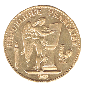 marengo oro_Francia 20 franchi oro genio alato _marengo francese_diritto