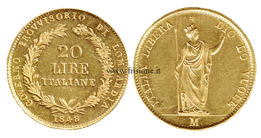  Milano - 20 lire 1848 - governo provvisorio