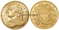 Svizzera - 20 Franchi oro 1915 - marengo