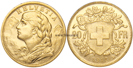 20 Franchi oro Svizzera