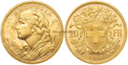 Svizzera - 20 Franchi oro 1913