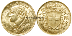 Svizzera 20 Franchi oro 1935 B - L - marengo svizzero