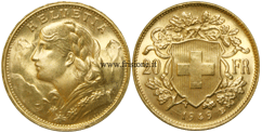 Svizzera 20 Franchi oro 1949 - marengo oro