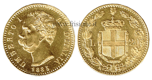 Italia - Umberto I - 20 lire 1885 - marengo oro italiano