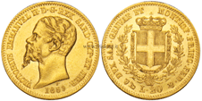 Italia - V. Emanuele II - 20 Lire oro 1858 Genova -marengo italiano