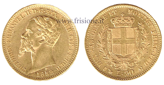 Vittorio Emanuele II - 20 lire oro 1852 Genova