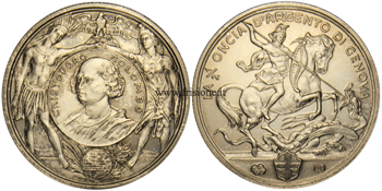 Genova - Colombo - medaglia 1992 - mezza oncia argento