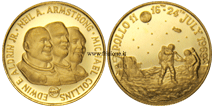 Medaglia oro commemorativa sbarco sulla Luna - g. 3,50