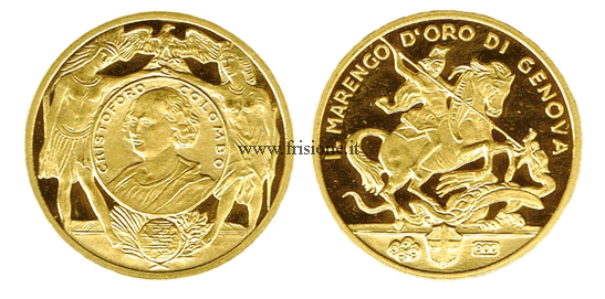 Genova Colombo medaglia in oro 1992 - grammi 6