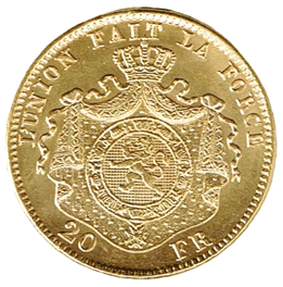 marengo oro_BELGIO - Leopoldo II - 20 Franchi 1878 Marengo oro - rovescio