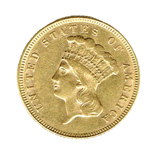 Stati Uniti_U.S.A. - 3 Dollari 1874_3 dollari $ oro diritto corona indiana