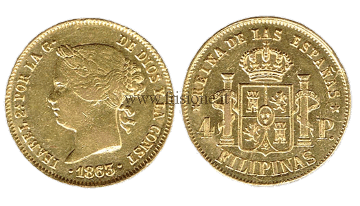 Filippine 4 Pesos oro 1863