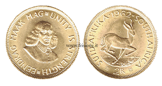 Sud Africa 2 rand oro 1962 - sterlina sudafricana