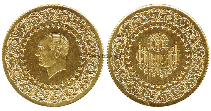 Turchia 100 Piastre oro 1968 de luxe