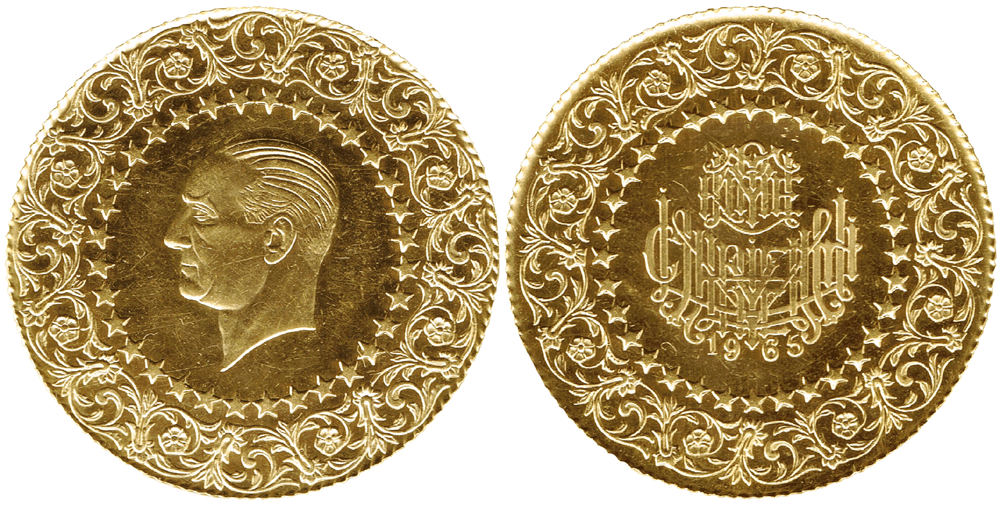 Turchia - 500 piastre oro 1965 de luxe