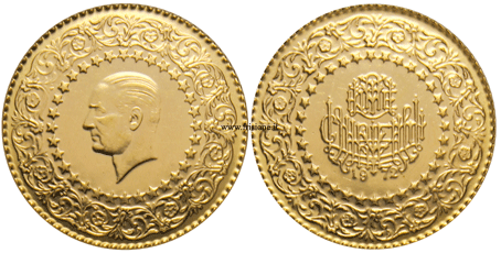 Turchia 50 Piastre oro 1972 De Luxe