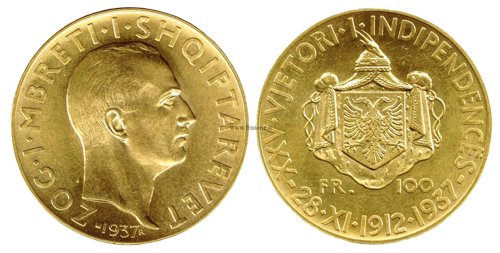 Albania  100 Franga oro 1937