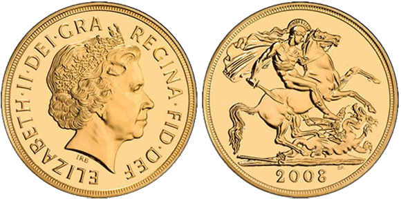 Elisabetta II Sterlina Oro Corona su testa anziana
