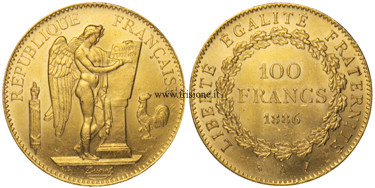 Francia 100 Franchi oro 1886 A